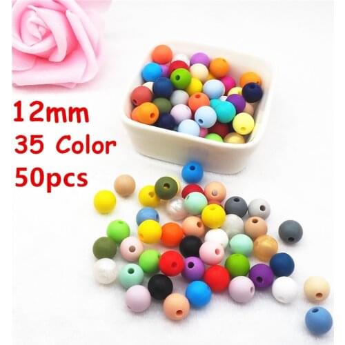 Chengkai 50pcs Silicone Beads 12mm Eco-friendly Sensory Teething Necklace Food Grade Mom Nursing DIY Jewelry Baby Teethers