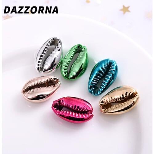 6colors 10-40Pcs/Pack Cartoon Shell Shape With Hole Acrylic Beads Loose Spacer Beads For Jewelry Makeing Diy Handmade Bracelet