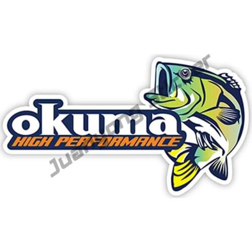 OKUMA Car Stickers Fishing Boat Rod Vinyl Creative Sticker Bumper Truck Car Sea Bass Waterproof Styling Car Decoration KK13*7cm