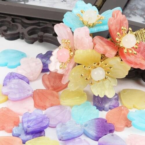 New 10Pcs Acrylic Acetate Imitation Shell Peony Petals Spacer Beads For Jewelry Making Hairpin Earrings Bracelet Accessories
