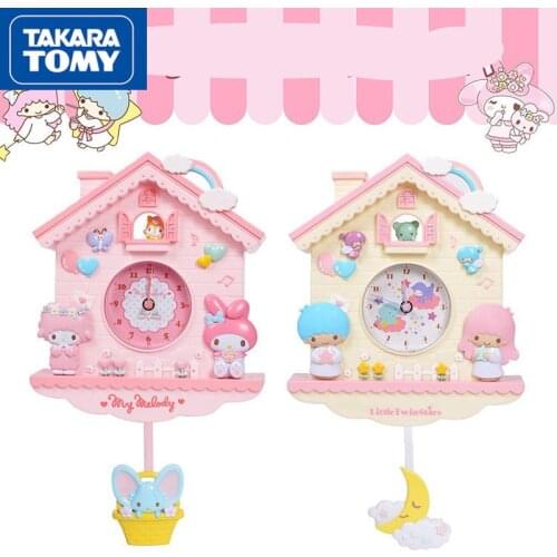 TAKARA TOMY Hello Kitty Cartoon 12 Inch Wall Clock Childrens Bedroom Pendulum Clock Childrens Room Decoration Accessories