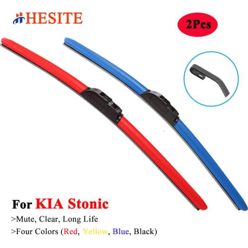 2Pcs Front Car Windshield Wipers For KIA Stonic 2017-2020 24"+16" Red Blue Yellow Excellent Hybrid Windscreen Brushes Soft Blade
