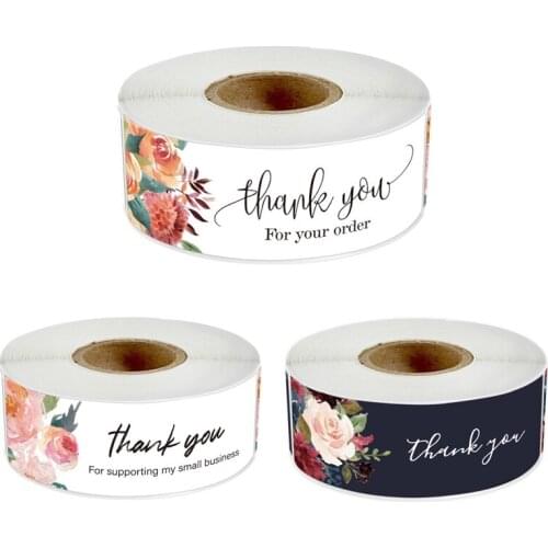 Flower Thanks Gift Seal Label Sticker Cake Baking Rectangle DIY Decoration Accessories