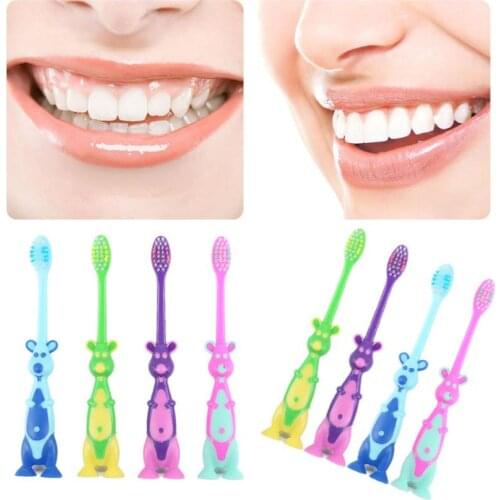 Kids Cartoon Toothbrush Soft Bristles And Anti Slide Handle Stand-up Bottom Safe And Fun Teeth Cleaning Oral Care