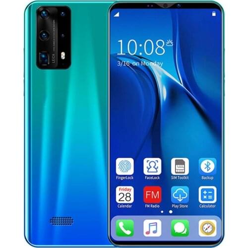 Dual-Core P40 Pro Smartphone 5 Inch Screen Smartphone 512M+4G Android Smartphone 3D Glass Plated Back Cover Blue