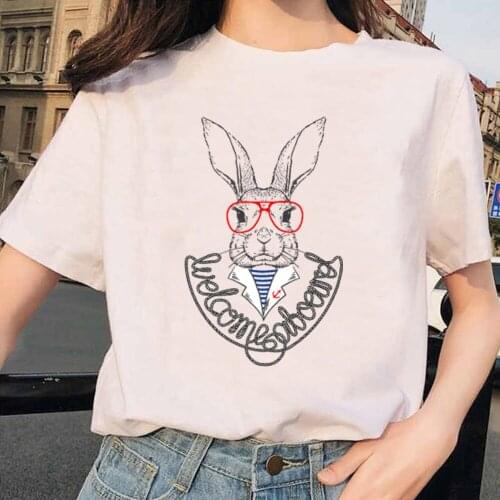 Animal T Shirt Rock T-Shirt Women Hip Hop Casual Tshirts Harajuku Female Top Tee Shirts Streetwear Rabbit Aesthetic Clothes