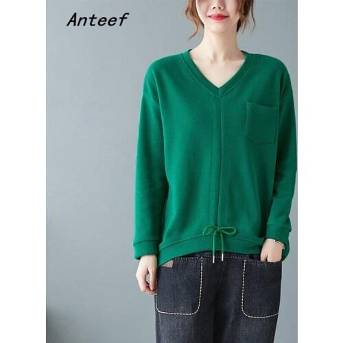 Long sleeve cotton oversized autumn korean fashion tshirt vintage tee t shirt casual loose top women 2021 t-shirts clothes