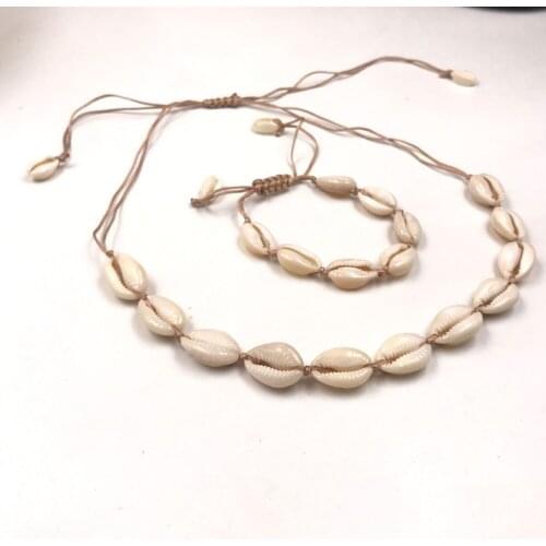 Exquisite natural handmade shell simple ladies daily gift wild bracelet necklace set