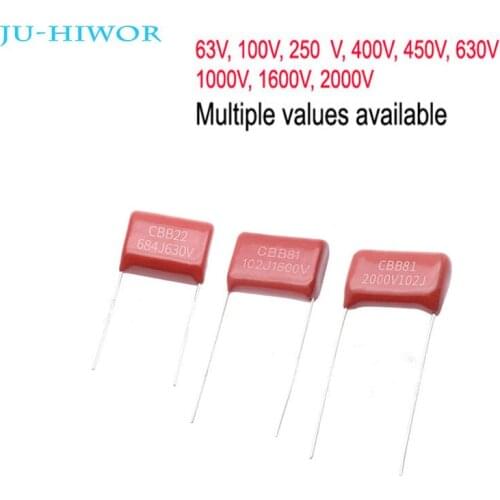 10pcs CBB Metal Polypropylene Film Capacitors Fixed Capacitor High Voltage 1000V 1600V 2000V Multiple Values Available
