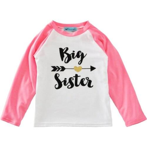 Hot new fashion baby girls long-sleeved T-shirt cotton arrow letters tees kids bottoming tops 2017 childrens clothing upload