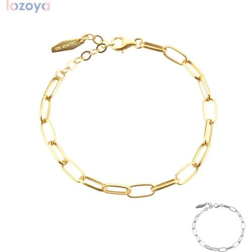 LOZOYA New 925 Sterling Silver Gold Horoscope Chain Bracelet Women Fashion Fine Jewelry Square 2021 Rock Punk Party Jewels