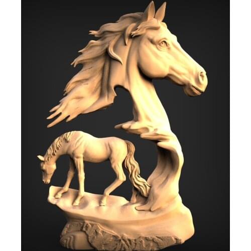 Horse stl model 3D carved sculpture 3d model for cnc machine in STL file format