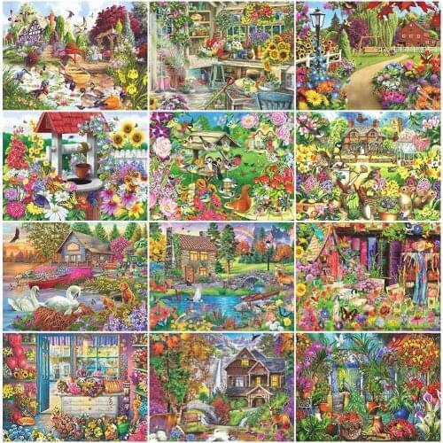 MomoArt Diamond Mosaic Landscape New Arrival Diamond Painting Garden Cross Stitch Embroidery Flower Needlework Handmade Hobb