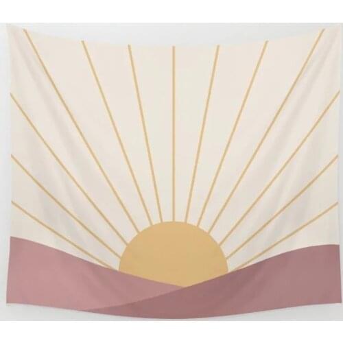 Simple Sunset Mountain Tapestry Wall Hanging Pink Mountain Sunrise Wall Decor Tapestries Yoga Pad Bedroom Living Room