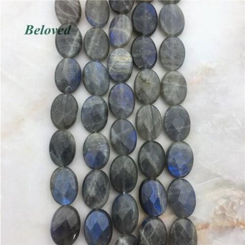 Oval Faceted Flash Labradorite Slice Loose Beads, Natural Blue Spectrolite Slab Necklace Making Spacer Findings, BG18064