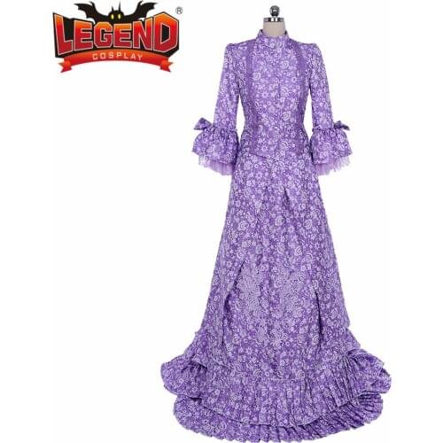 Victorian Gothic purple bustle gown dress Civil War Southern Belle Ball Gown Dress Victorian ladys walking dresses christmas