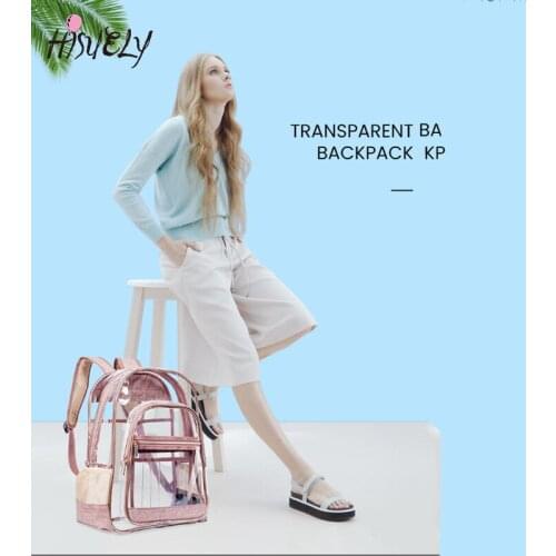 2021 Clear PVC Waterproof Transparent School Bag See Through Backpacks High Quality Large Capacity Backpack Solid Clear Backpack