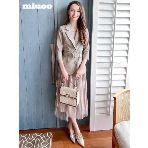 Waist down suit coat+Irregular pleated mesh skirt suit for women 2021 Good morning! High Quality Top Quality