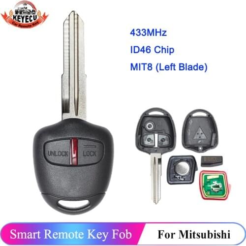 KEYECU Replacement Remote Car Key Fob 2 Button 433MHz ID46 for Mitsubishi Pajero 2007-2012 FCC ID: G8D-571M-A MIT8 Blade