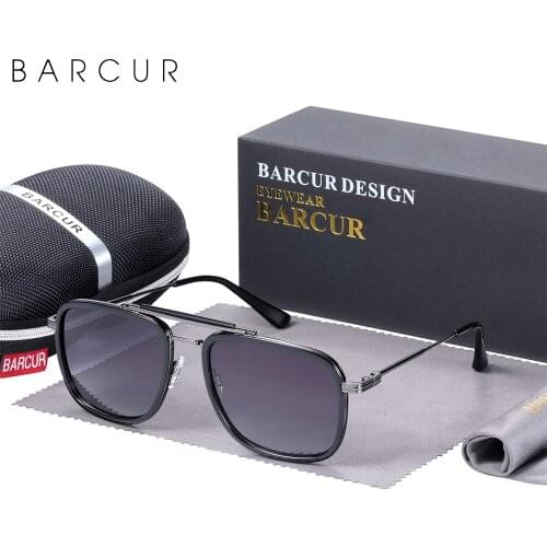 BARCUR Retro Steampunk Square Luxury Sunglasses Women Polarized Men Sun Glasses Driving UV400 Protection