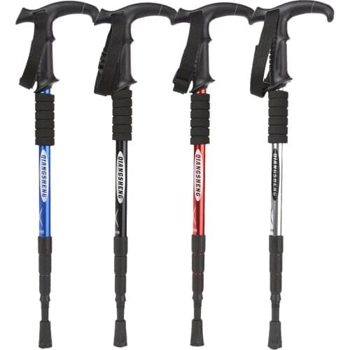 2PCS Trekking Poles T-Shaped Handle Telescopic Ultra-light Shock Absorption Trekking Poles For Rock Climbing Hiking Adventure