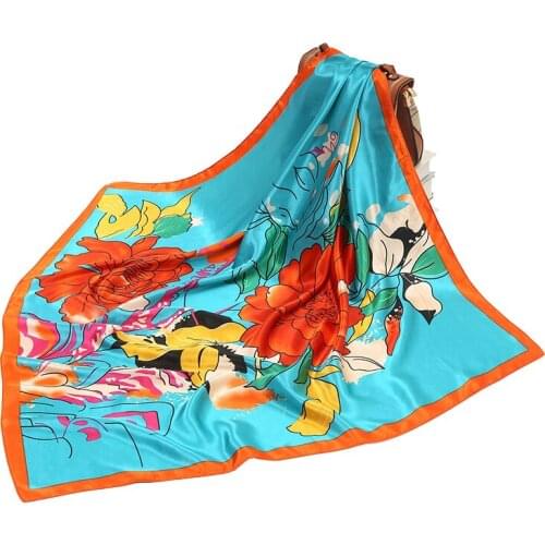 Gorgeous Elegant Womens Silk Scarf Plant and Flower Printing Multicolor Options Female Sex Neck protection Sunscreen Square Sca