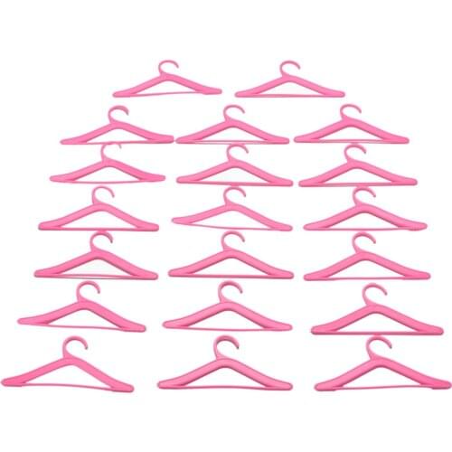 20 Pcs /Lot Pink Mix Style Dolls Hangers Dress Clothes Holder Cute Accessories For Barbie Doll 12'' Pretend Play Girls Toys
