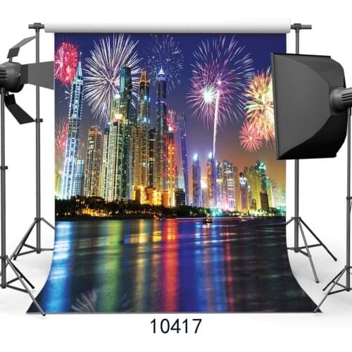 Background for Photos Outdoor New Year Fireworks Computer Printed Vinyl Photography Backdrop Photocall for Weddings Children