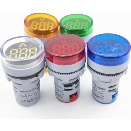 22mm DC 6-100V LED Voltmeter Voltage Meter Detector Tester Mini LED Voltage Indicator Signal Light Monitor