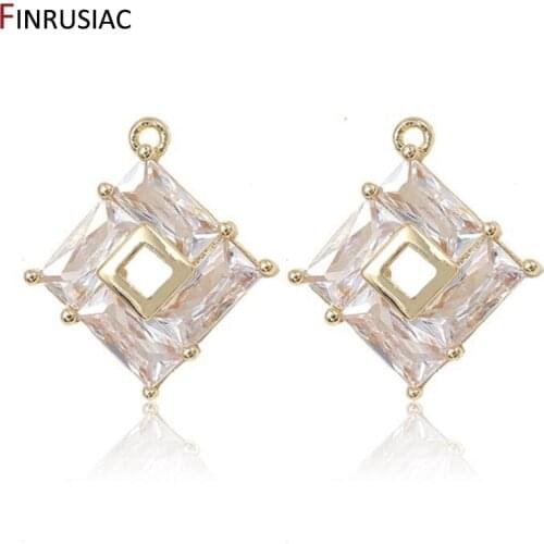 Supplies For Jewelry 14k gold plated rhombus zircon pendant For DIY Earrings Charms Findings Components Wholesale