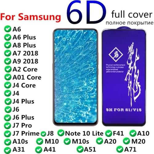 Full Cover Tempered Glass For Samsung Galaxy J4 J6 J7 J8 Pro Prime A6 A7 A8 A9 Plus A01 A2 Core Note 10 Lite Screen Protector