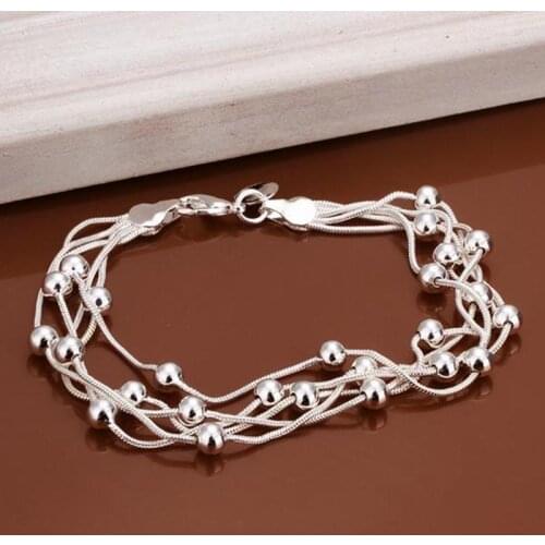 Womens Fashion Jewelry Personality Sweet Multilayer Bracelet Light Bead Chain