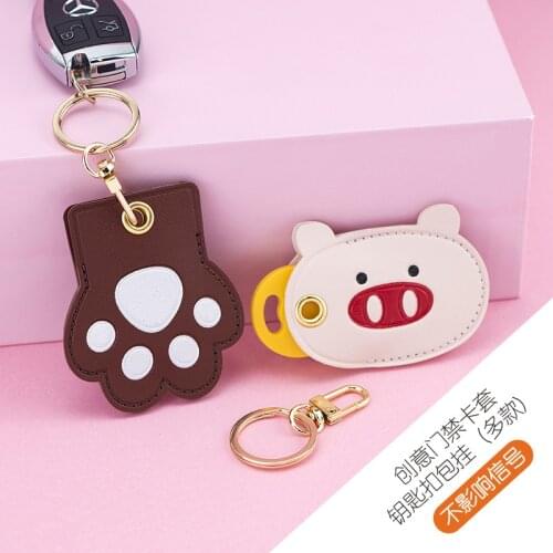 Women Leather Keychain Cute Animals Key Chain Pig Bear Dog Ang Devils-claw Unisex Charm Bag pendant Key Ring Party Gift A152
