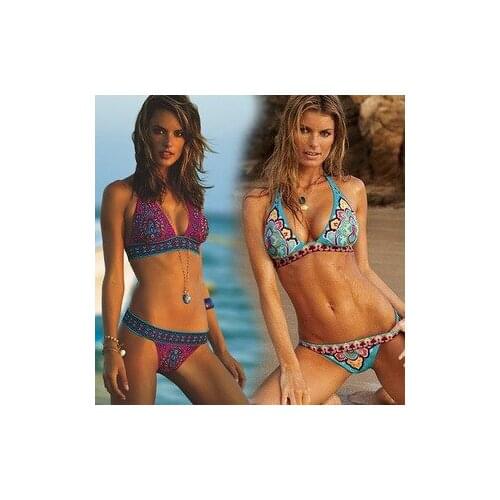 2017 Summer new mix color Triangle thong halter bathing suit bra push up sexy bikinis set women bottom Bandage swimwear swimsuit