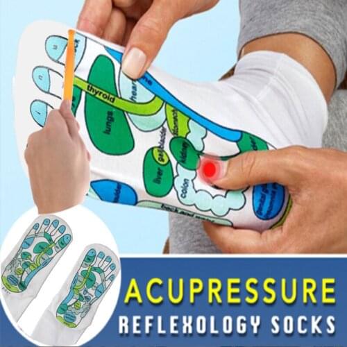 1*Cotton Acupressure Socks Physiotherapy Massage Relieve Tired Feet Reflexology Socks Foot Point Socks Full English Illustration