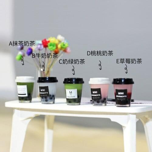 1pcs Miniature Dollhouse 1/12 Fruit Pearl Milk Tea Model Drink Pretend Food Play Doll House Furniture Decoration Accessories