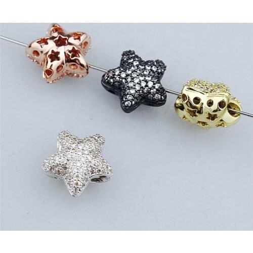 10*10mm 15pcs/lot Pentagram cz micro pave beads,colorful cz charm,fashion bracelet/necklace component