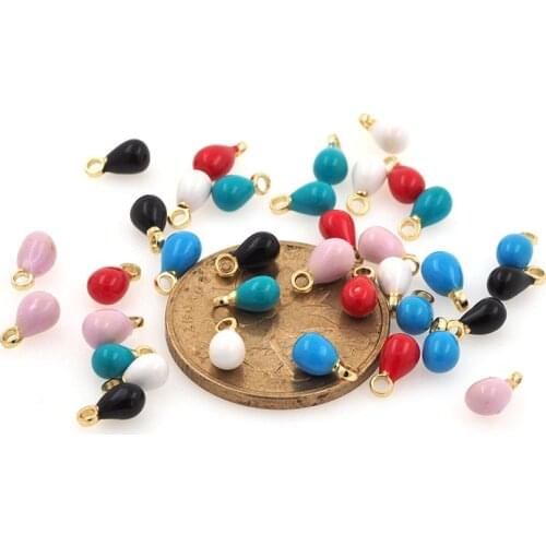 10PCS Enamel Colorful Teardrop Pendant, Water Drop Charm, DIY Necklaces Earrings Studs Jewelry Making 6.2x3.5MM