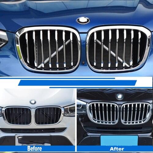 ABS Chrome Front Center Grill Grid Grille Cover Trim 14pcs For X3 G01 X4 G02 2018 2019 Car Styling Accessories