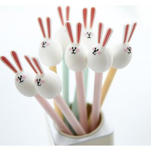 36PCS Hot Selling Stationery Cartoon Adorable Rabbit Gel Pens 0.5mm Student Cute Pet Plastic Creative Pen Kawaii School Supplies
