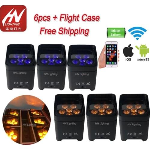 6pcs Wifi&IRC Remote uplighting Battery Wireless DMX 6*18W RGBWA UV 6in1 LED DJ Disco Party Light DJ Uplighting Weddings lights