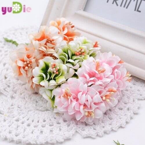 6pcs Silk daisy bouquet for Wedding Decoration Artificial Flower DIY Wreath Gift Scrapbooking for needlework Craft Fake Flower