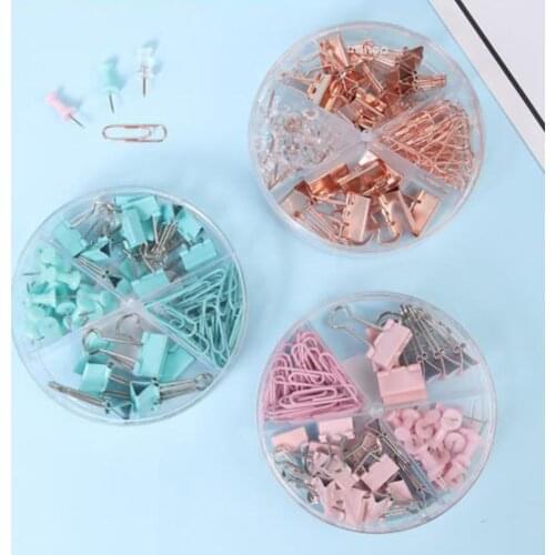 72Pcs Binder Clips Paper Clips Push Pins Setswith With Acrylic Box For Office School Supplies Folder Set Metal File Paper Clips
