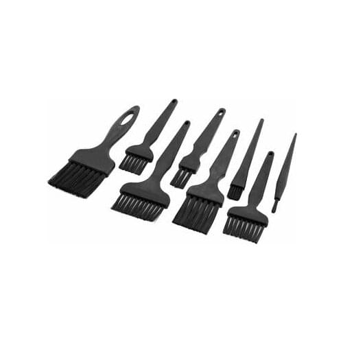 8 Pcs Black Plastic Handle Conductive Ground ESD Anti Static Brush Set