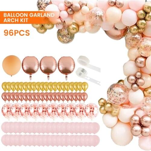 96Pcs Latex Birthday Balloon Garland Arch Kit Chrome Ballon Wedding Party Decor Baby Shower Ornament Decoration