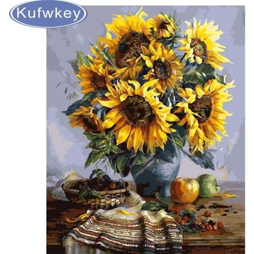 NEW 5D DIY Diamond Painting Cross Stitch Floral Sunflower Crystal Needlework Diamond Embroidery Flower Home Decorative flower