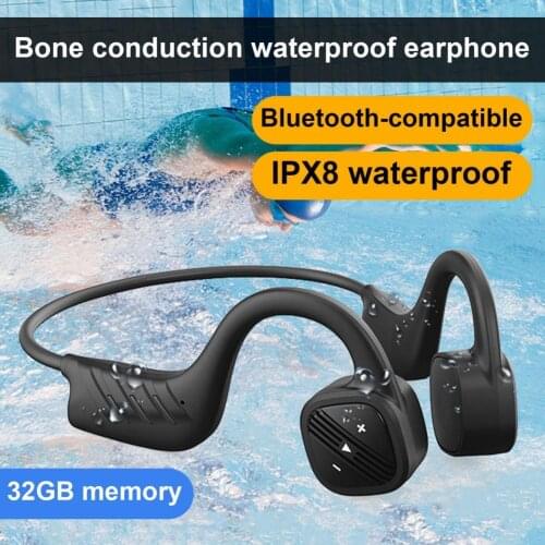 B21 Wireless Earphone IPX8 Waterproof Bluetooth-compatible 5.0 Ear Hook Bone Conduction Headphone 32 GB MP3 Music Player