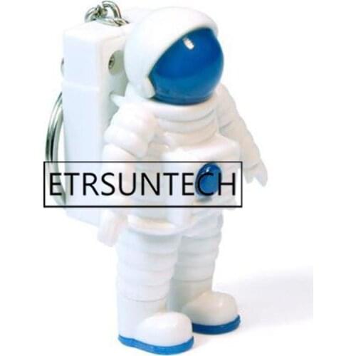 100pcs LED Astronaut Shaped Keychains Astronaut Flashlight Keyrings for Children Students Science Gifts