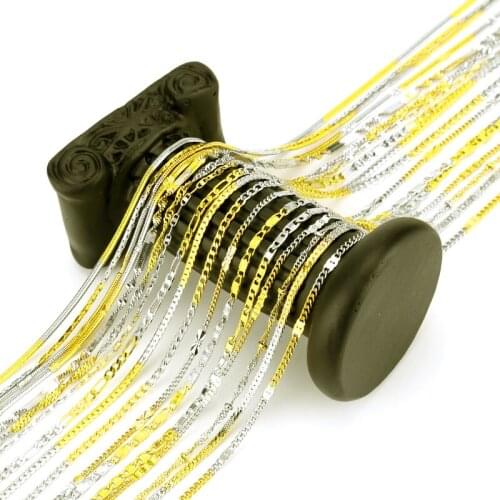 JHplated 45cm African jewelery Mix Women Silver Gold Color Curb Chain Link Chain Necklace for women/men