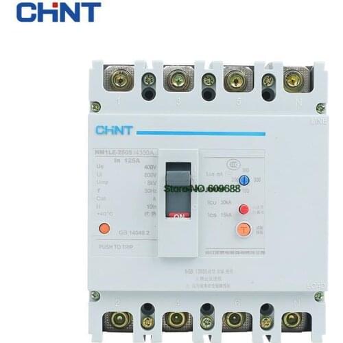 CHNT NM1LE 315A 350A 400A 4P Leakage Moulded Case Circuit Breaker Air Switch Leakage Protector CHINT NM1LE-250S/4300